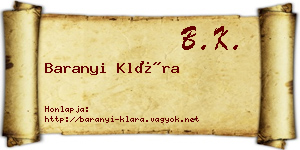 Baranyi Klára névjegykártya