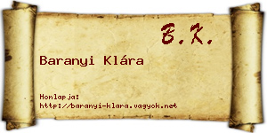 Baranyi Klára névjegykártya